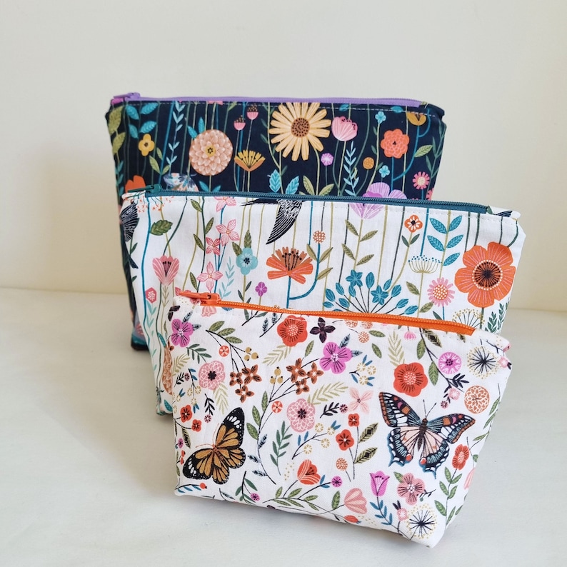 Quick Pouch PDF Sewing Pattern, cosmetic pouch, pencil pouch, Sewing Pouch, 3 sizes, beginner friendly, boxy, zipper bag, case, coin pouch image 10