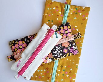 Easy flat Pencil Pouch PDF Sewing Pattern, cute beginner pouch sewing pattern, pencilcase, 3 sizes, beginner friendly, Zip Pouch, Pencilcase