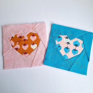 Love Herz Foundation Paper Piecing Quiltblock Valentinstag, Liebesblock , Herzen FPP-Muster, einfacher Mini-Quiltblock,