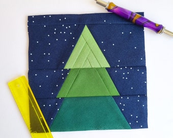 Modern Christmas Tree FPP Block, Foundation paper piecing pattern