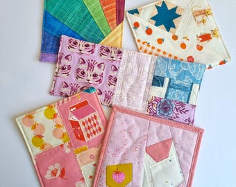 Mug Rug Sewing Pattern Bundle: Beginner Mini Quilt Project (PDF Pattern)