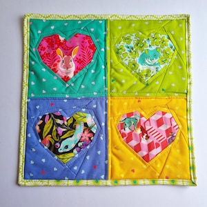 Bloc de courtepointe en papier pour fond de teint, Saint Valentin, bloc d'amour, motif coeurs FPP, mini bloc de courtepointe facile