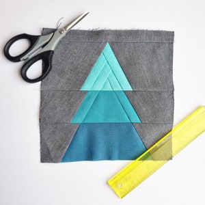 Quiltblok kerstboom, paper piecing-patroon foundation, FPP-blok, beginnersvriendelijk