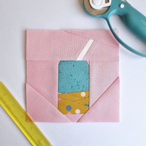 Bloque de edredón de té de burbujas, patrón de paper piecing de base (PDF)