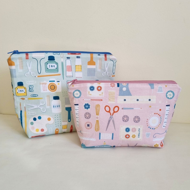 Quick Pouch PDF Sewing Pattern, cosmetic pouch, pencil pouch, Sewing Pouch, 3 sizes, beginner friendly, boxy, zipper bag, case, coin pouch image 8
