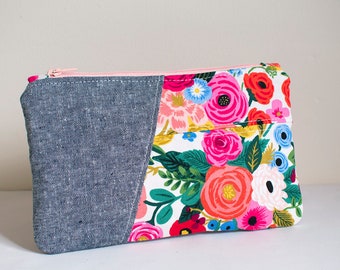 Pochette zippée, patron de couture PDF, vidéo à coudre et fichier de découpe SVG inclus, trousse à maquillage, trousse, pochettes techniques, jolie pochette de poignet