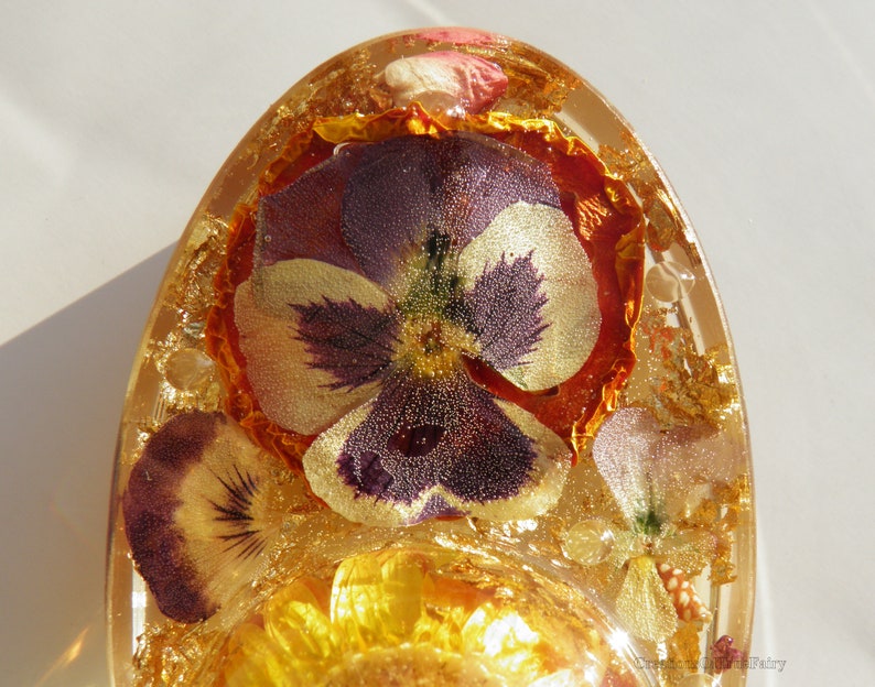 Resin paperweight Real flowers desk toy Botanical office desk Etsy