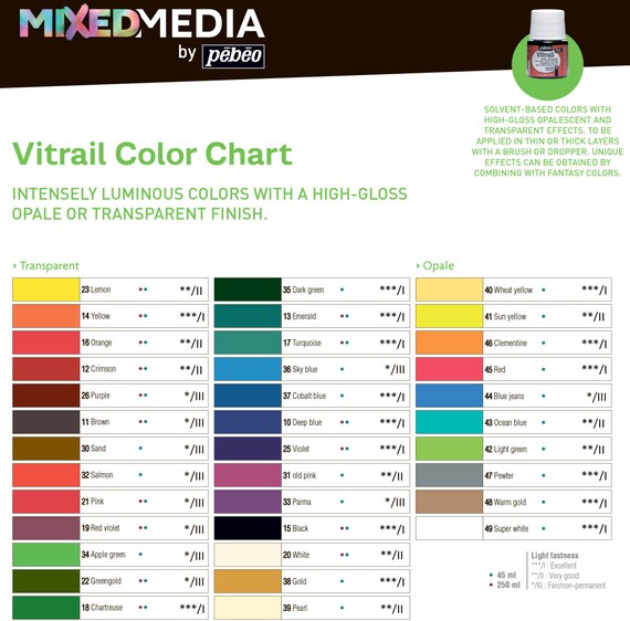 Pebeo Vitrea 160 Color Chart