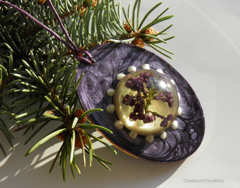 Real Lilac flower Christmas ornament purple oval Holiday decor  Etsy