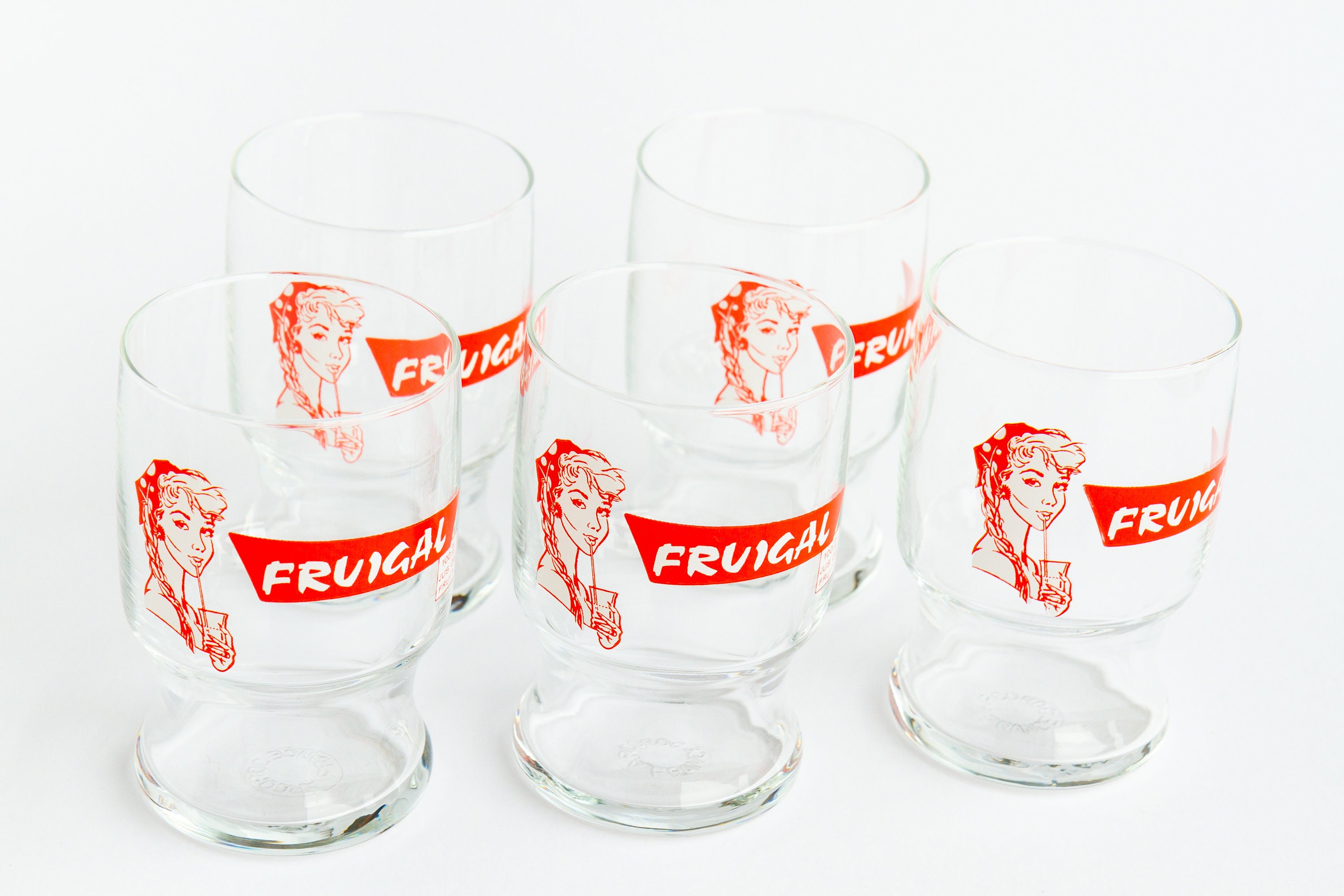 Set Of Five Rare Fruigal Fruit Juice Glasses Arcoroc Glasses Etsy Australia