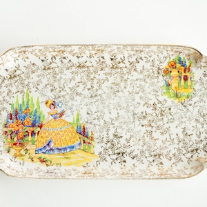 Romantic porcelain serving tray, pretty fifties china dish, party platter, English sandwich tray, 1950s Empire England tray, romantic dish