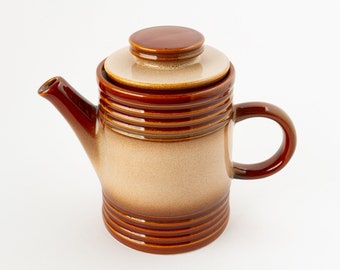 VINTAGE brown German Gerzit pottery coffee pot, Gerzit staffel brown glaze stoneware coffee pot, midcentury German ceramics. See description