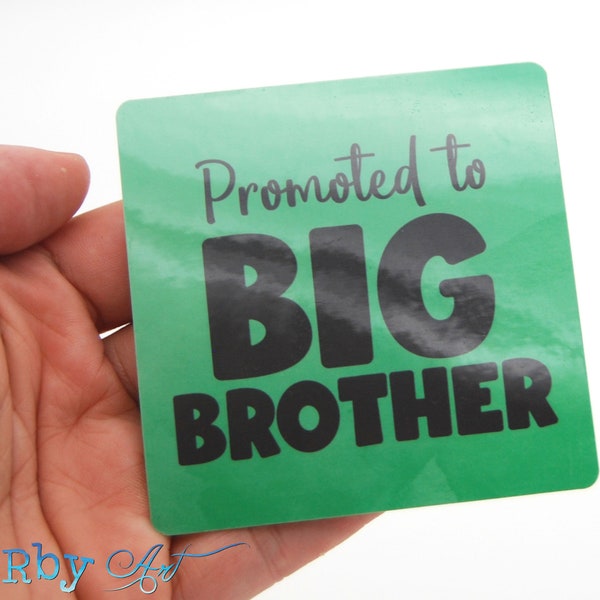 Promoted to Big Brother LG new sibling waterproof tie dye sticker, baby older sibling gift, bigger biggest brother sticker, big kid family
