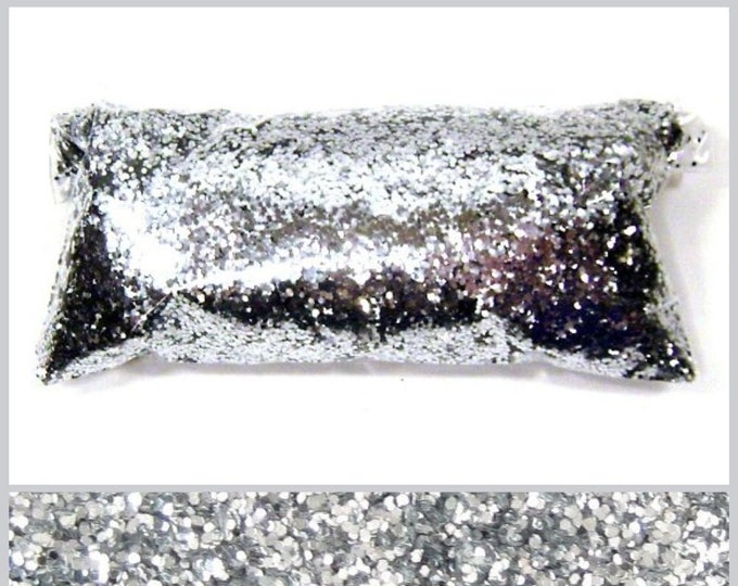 Chrome Silver Chunky Glitter .025" Solvent Resistant Polyester Glitter Nail Polish, Jewlery, Tumbler, Slime, Body & Face Painting Glitter