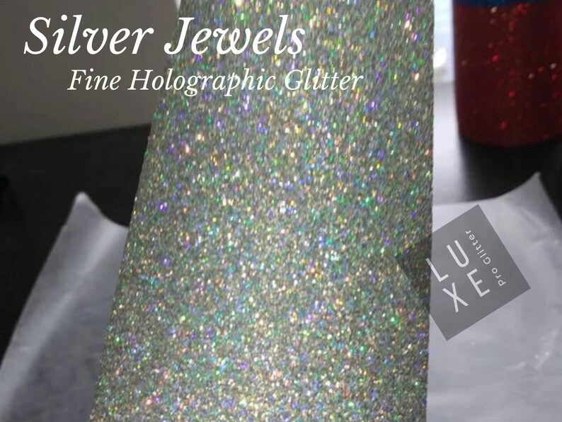 Silver Jewels Holographic Glitter - Solvent Resistant Polyester .015' Holo Fine Glitter, Nail Polish, Makeup, Tumbler, Yeti, Rainbow Glitter 