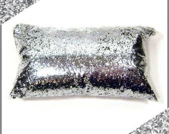 Chrome Silver Chunky Glitter .025" Solvent Resistant Poly Glitter Nail Art, Jewelry, Body & Face, Makeup, Eye Shadow - 6oz / 177ml Package