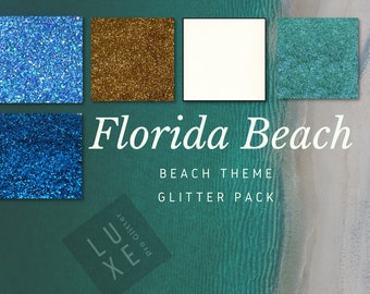 Florida Beach Theme Glitter Pack, Beach Glitter Bundle for Custom Tumblers or other Beach Crafts, Holo Polyester Glitter, Solvent Resistant