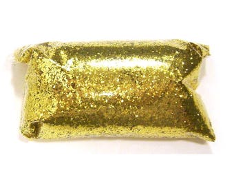 Chunky, Rich Gold Glitter, Bulk Tumbler Glitter, Solvent Resistant Poly, .025", Epoxy Art, Mason Jars, Candles, Fabric - 6oz / 177ml Package