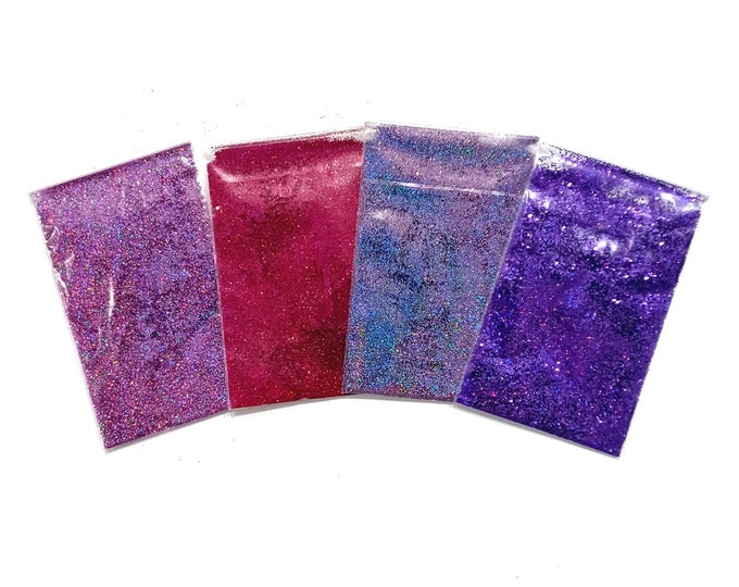 Holographic Glitter Sampler Set #2 - Solvent Resitant Polyester Holo Glitter Nail Polish, Makeup, Lip Gloss, Tumblers - Rainbow Glitter Pack