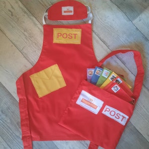 Childrens Role Play, Postman Apron, Dressing Up, Post Bag and Letters,  Role Play, Dressing up outfit, Kids Imagination,