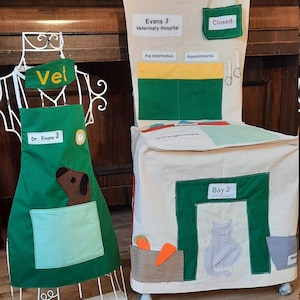 Fabric, Vets, Role Play, chair cover, space saving role play, Childrens Vets, imaginative play.