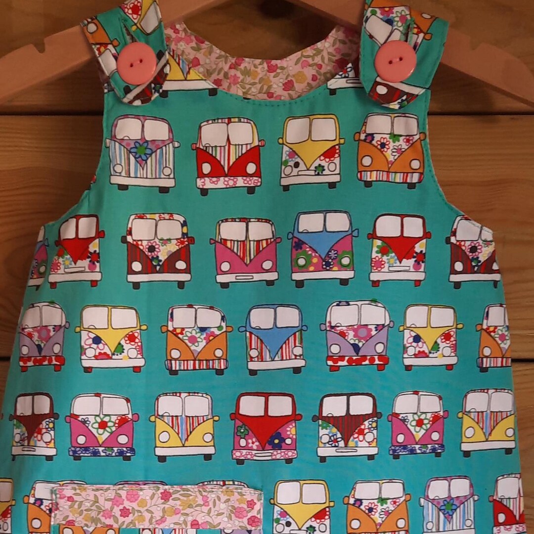 Abito reversibile, grembiule da bambina, abito da festa, camper - Main Image