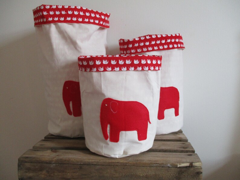 Fabric Storage Box Round Fabric Storage Basket Elephant Etsy UK