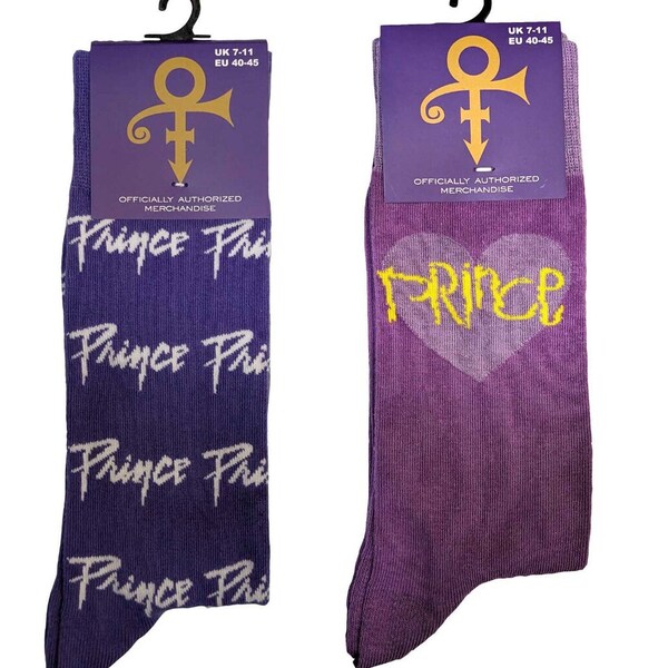 Official licensed Prince Ankle Socks featuring Prince Logo design and Prince Purple Heart' design.(Pack of 2)