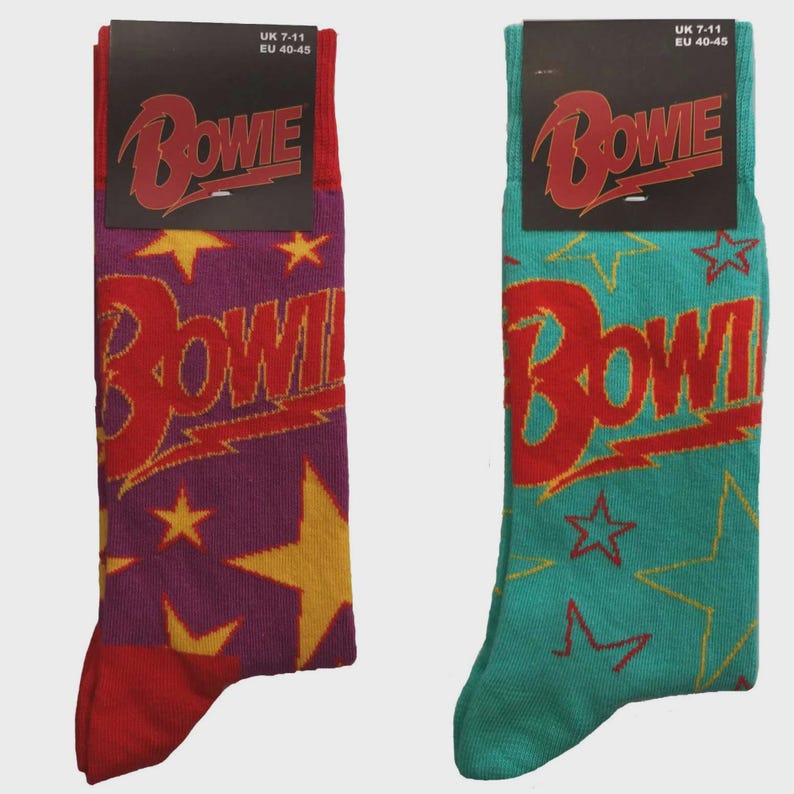 Meias David Bowie: designs oficiais licenciados de estrelas, pacote com 2 pares imagem 1