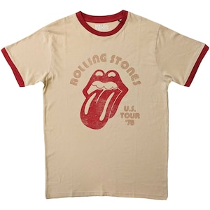 T-shirt unisexe Ringer Snow Washed US Tour '78 The Rolling Stones Produit sous licence officielle unisexe, tailles adultes