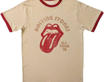 The Rolling Stones Unisex Ringer Snow Washed US Tour '78 T-Shirt A Rock Off offiziell lizenziertes Produkt Unisex-Erwachsenengrößen