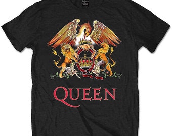 Queen Classic Crest T-shirt noir A Rock Off Produit sous licence officielle Unisexe Tailles adultes