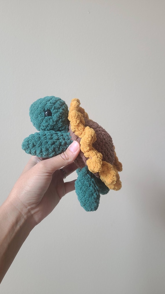 Crochet Turtle Plushie: Handmade Sunflower Shell Toy