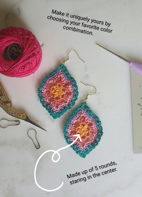 Custom Micro Crochet Frilly Leaf Earrings
