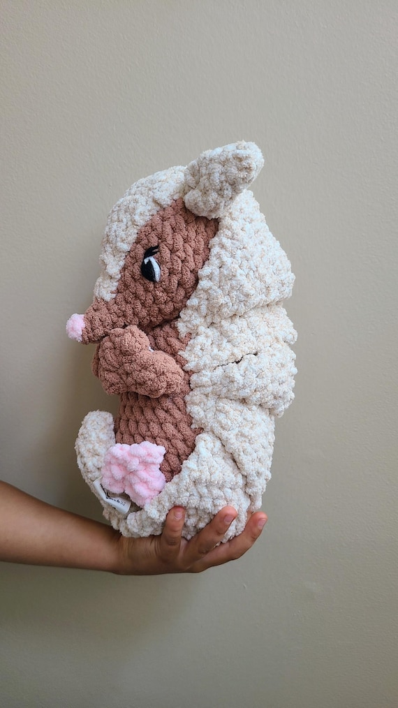 Crochet Armadillo Plush: Handmade Chenille Stuffed Animal Toy