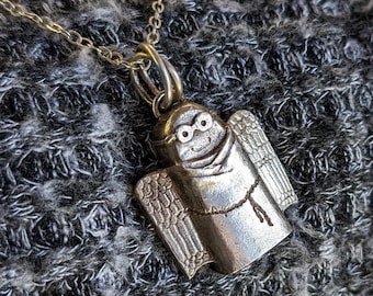 Sterling Silver Guardian Angel Necklace: Happy Monk Pendant