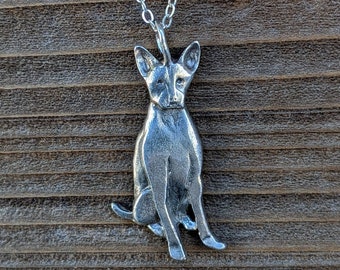 Sterling Silver Hand Carved Dog Necklace: Chinese Zodiac Pet Memorial Gift