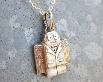 Sterling Silver Guardian Angel Necklace: Tuxedo Angel Pendant