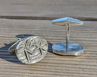 Hand Carved Sterling Silver Wind Turbine Cufflinks, perfect gift for lover of Renewable Energy or Climate Awareness, not Windmills :)