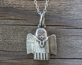 Sterling Silver Guardian Angel Necklace: Recycled Metal Pendant