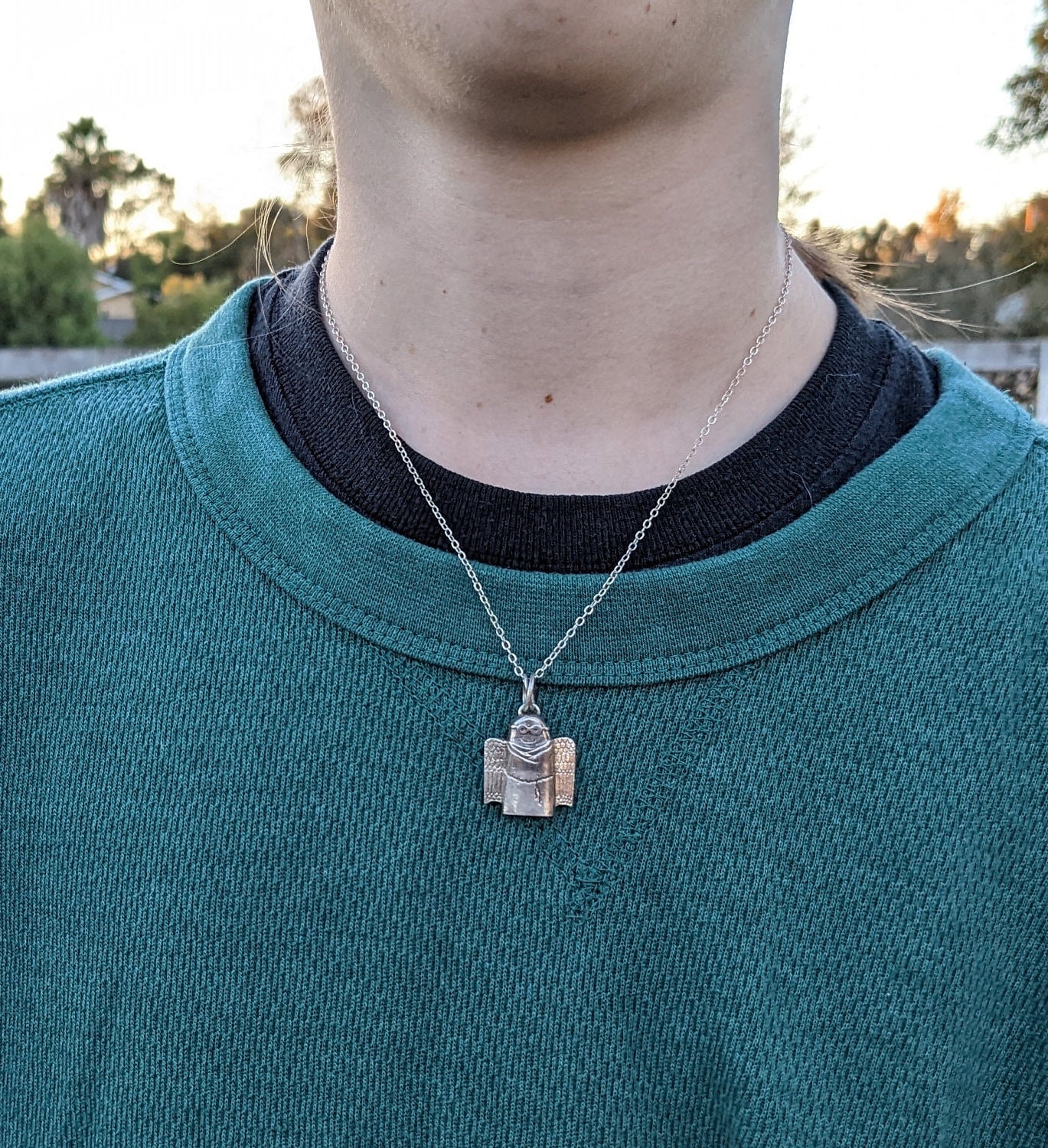 Delicate Guardian Angel Necklace of a Happy Spirit in Monk