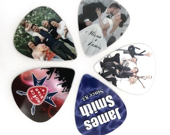 Set of 5 Custom Printed Personalised Guitar Picks For Musician Guitarist Any Image Customised