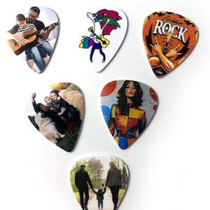 Set of 5 Custom Printed Personalised Guitar Picks For Musician Guitarist Any Image Customised