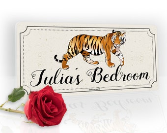 Tiger Wild Animal Personalised Childs Bedroom Door Sign Name Plaque
