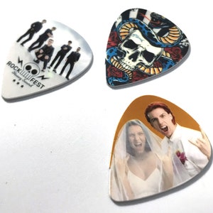 Custom Printed Personalised Guitar Picks With Any Image Photos Logo Birthday Gift Promotional Musician Guitarist Voucher image 3