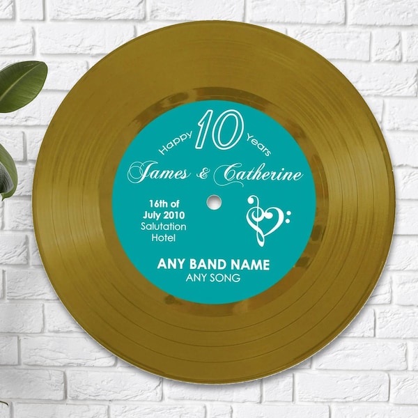 Personalised Gold Disc Wedding Anniversary 50th 2nd 10th Couple Gift First Dance