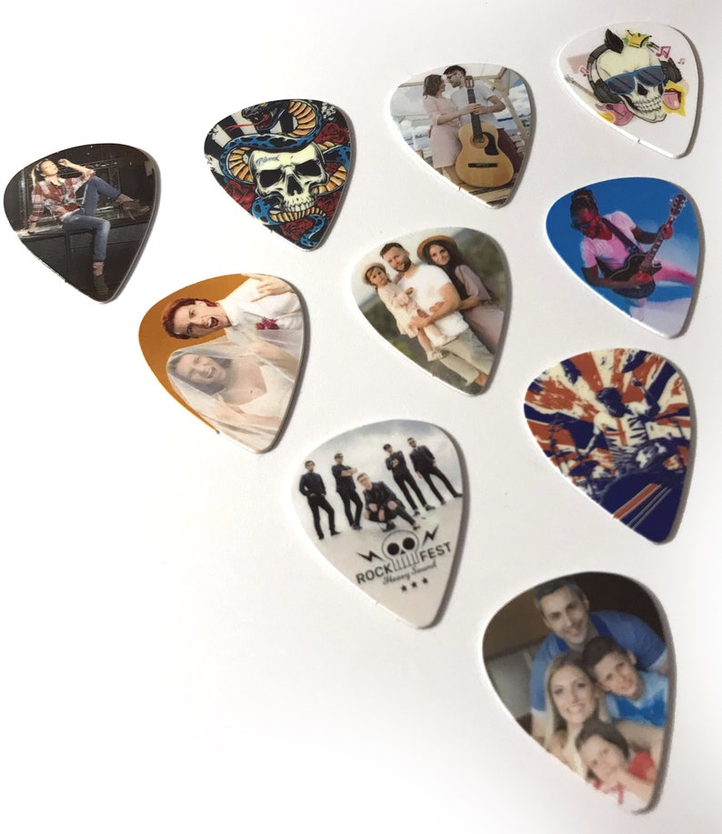 Custom Printed Personalised Guitar Picks With Any Image Photos Logo Birthday Gift Promotional Musician Guitarist Voucher image 6