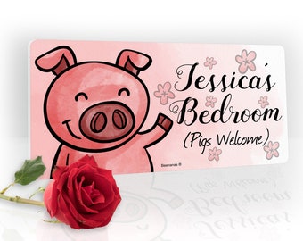 Piggy Pig Pigs Personalised Childs Bedroom Door Sign Name Plaque