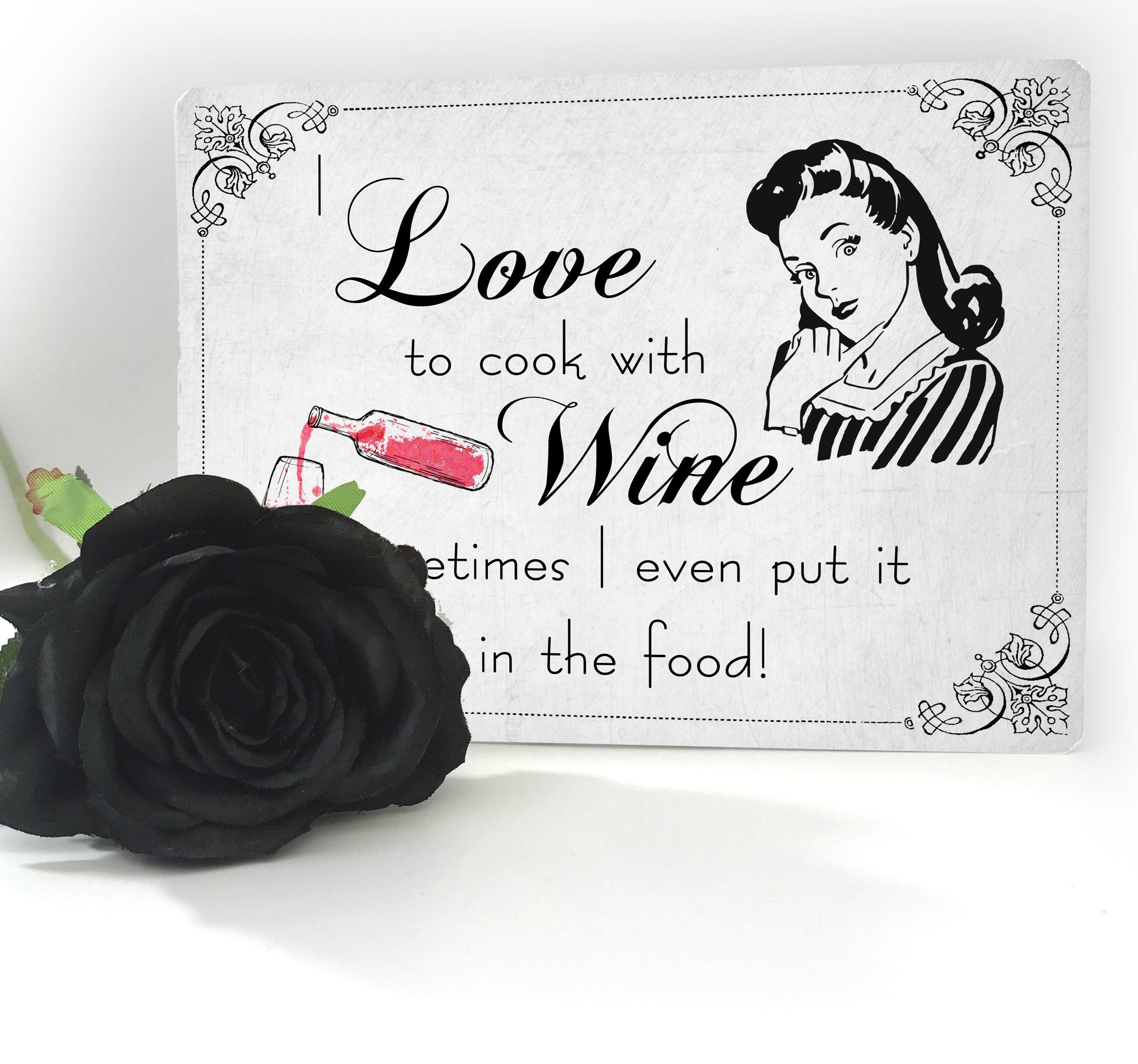 Wll Cook For Wne Stencl Glass Food Quote Sayng Reusable | Etsy