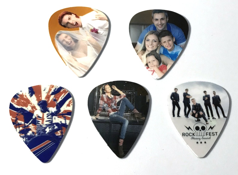 Custom Printed Personalised Guitar Picks With Any Image Photos Logo Birthday Gift Promotional Musician Guitarist Voucher image 8